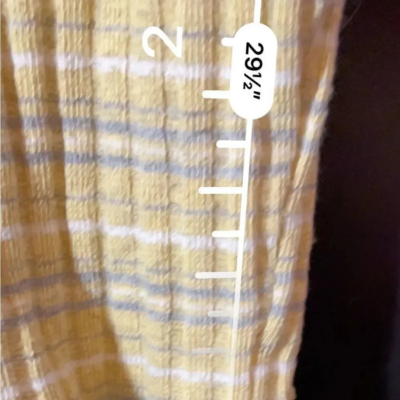 MAY PINK MINI RIBBED  SHORT SLEEVE YELLOW STRIPE BUTTON DOWN DRESS SMALL - Picture 5 of 13